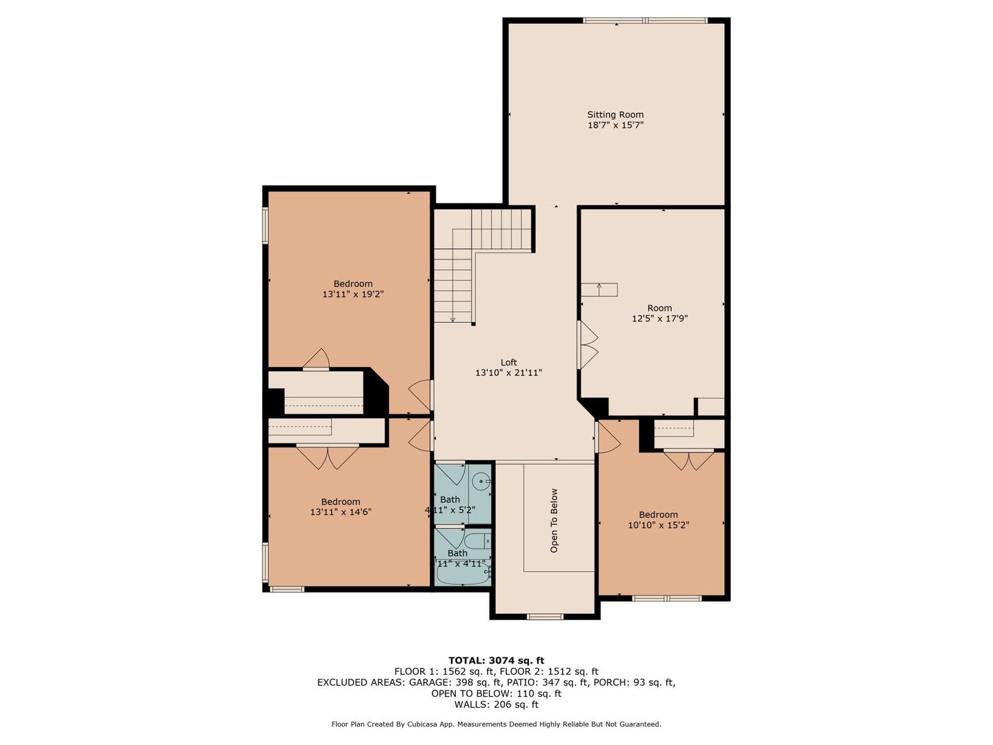 Measured second floor plan for a Leander home showing bedrooms and a landing
